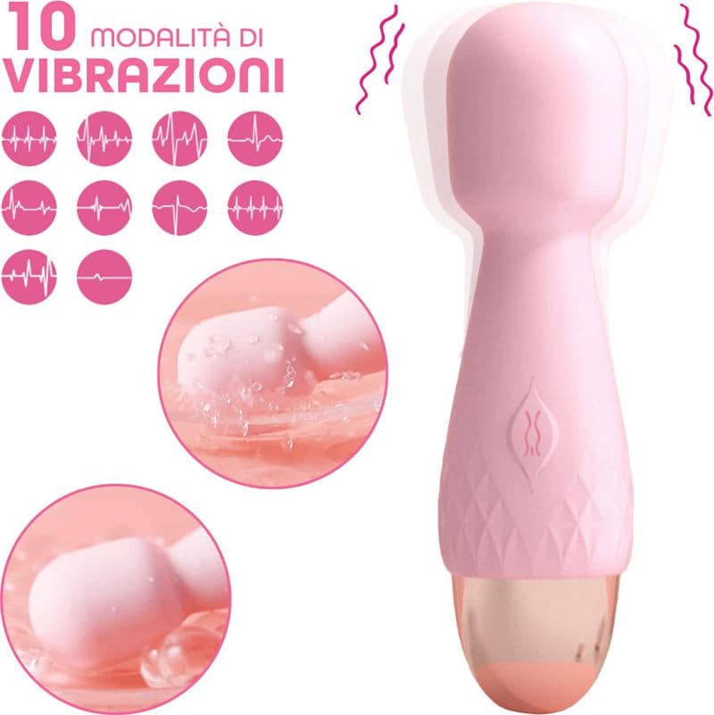 Mini Wand Massager in Silicone Morbido Massaggiatore Vibratore Clitorideo USB - 9
