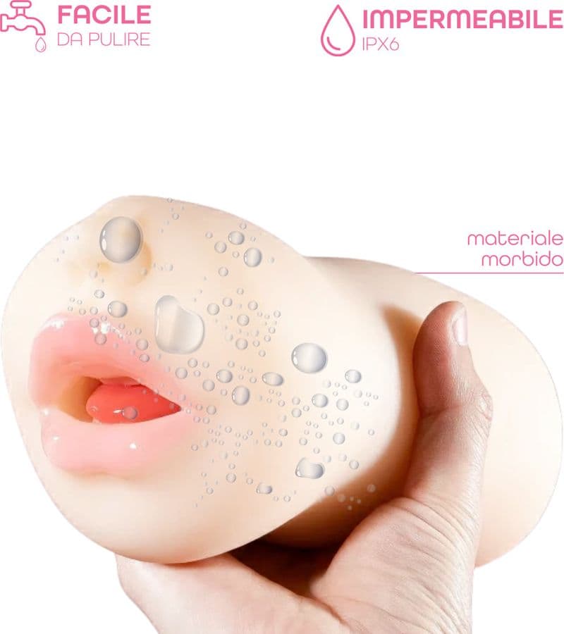Masturbatore Maschile Realistico Effetto Sesso Orale Bocca e Lingua Sex Toy Uomo - 7