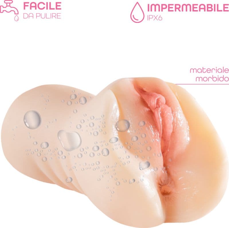 Masturbatore Realistico Doppio Vagina e Ano in Silicone Morbido Sex Toy per Uomo - 9