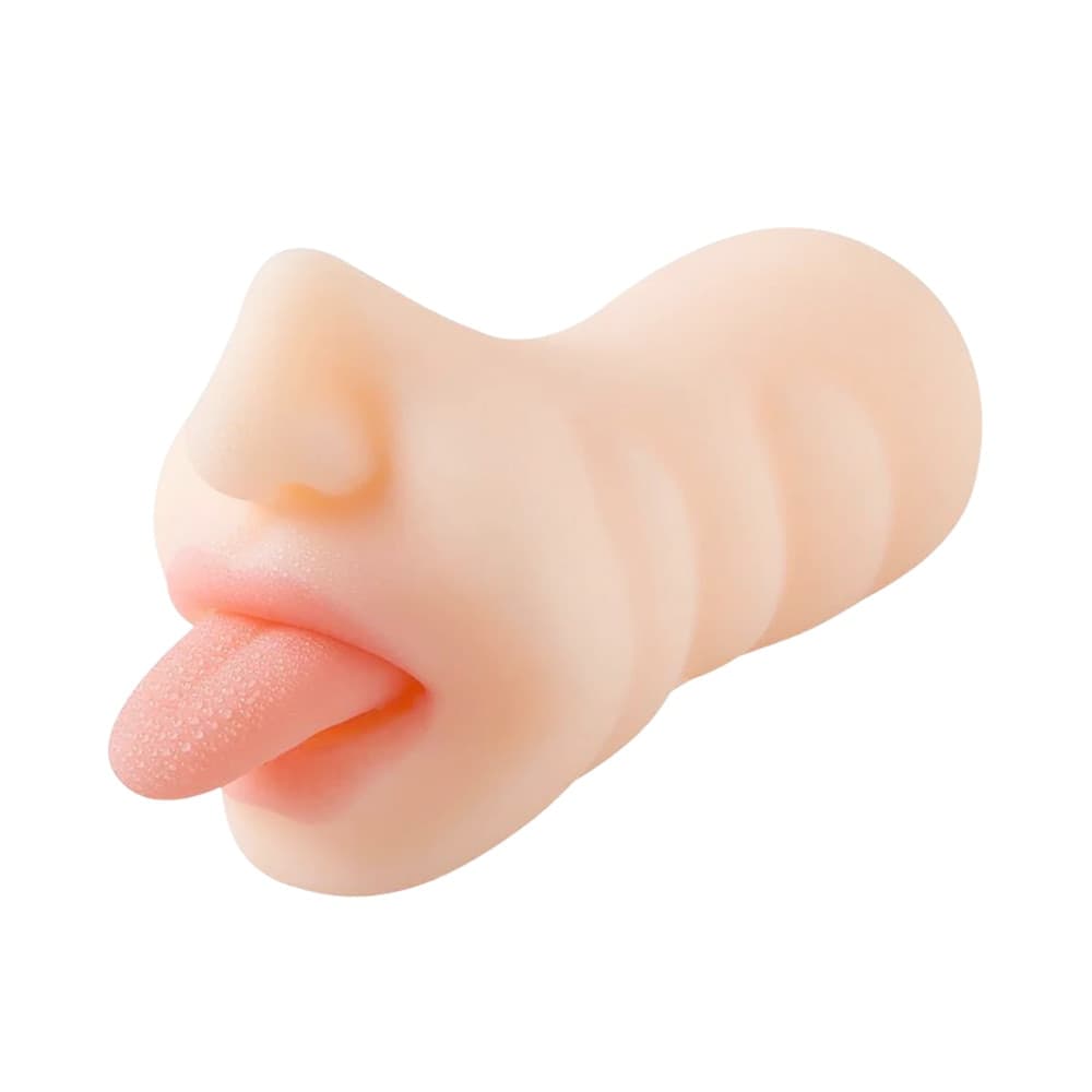 Masturbatore Realistico per Uomo con Bocca e Lingua Morbida Effetto Sesso Orale - 3