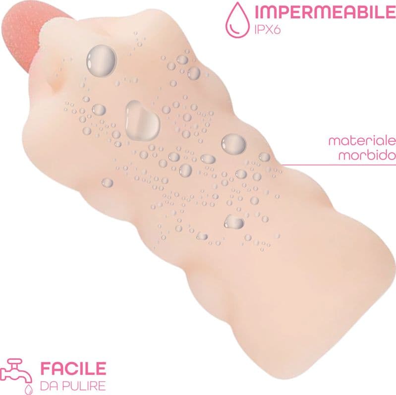 Masturbatore Realistico per Uomo con Bocca e Lingua Morbida Effetto Sesso Orale - 4