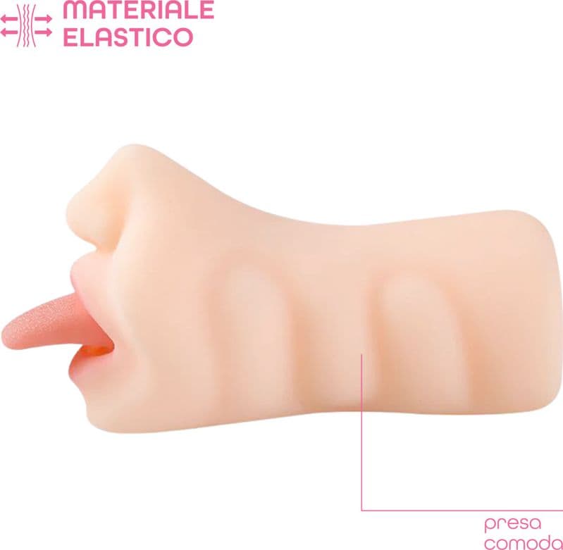Masturbatore Realistico per Uomo con Bocca e Lingua Morbida Effetto Sesso Orale - 5