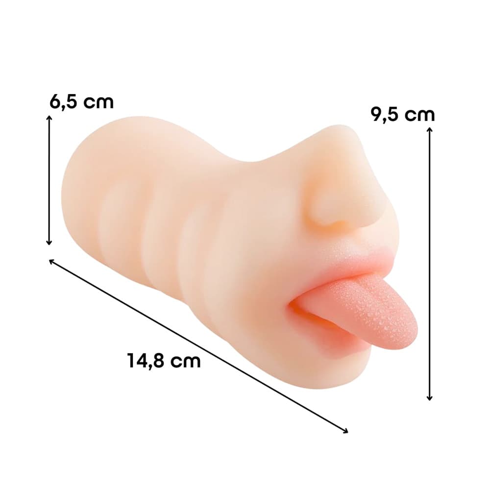 Masturbatore Realistico per Uomo con Bocca e Lingua Morbida Effetto Sesso Orale - 7