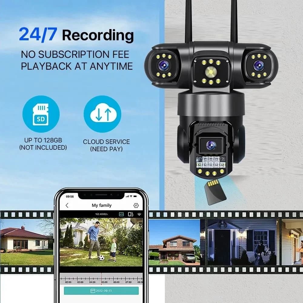 TELECAMERA DI SORVEGLIANZA SICUREZZA IP PTZ 4G 8K 12MP TRIPLA LENTE SCHERMO AUDIO Q-G819 - 4