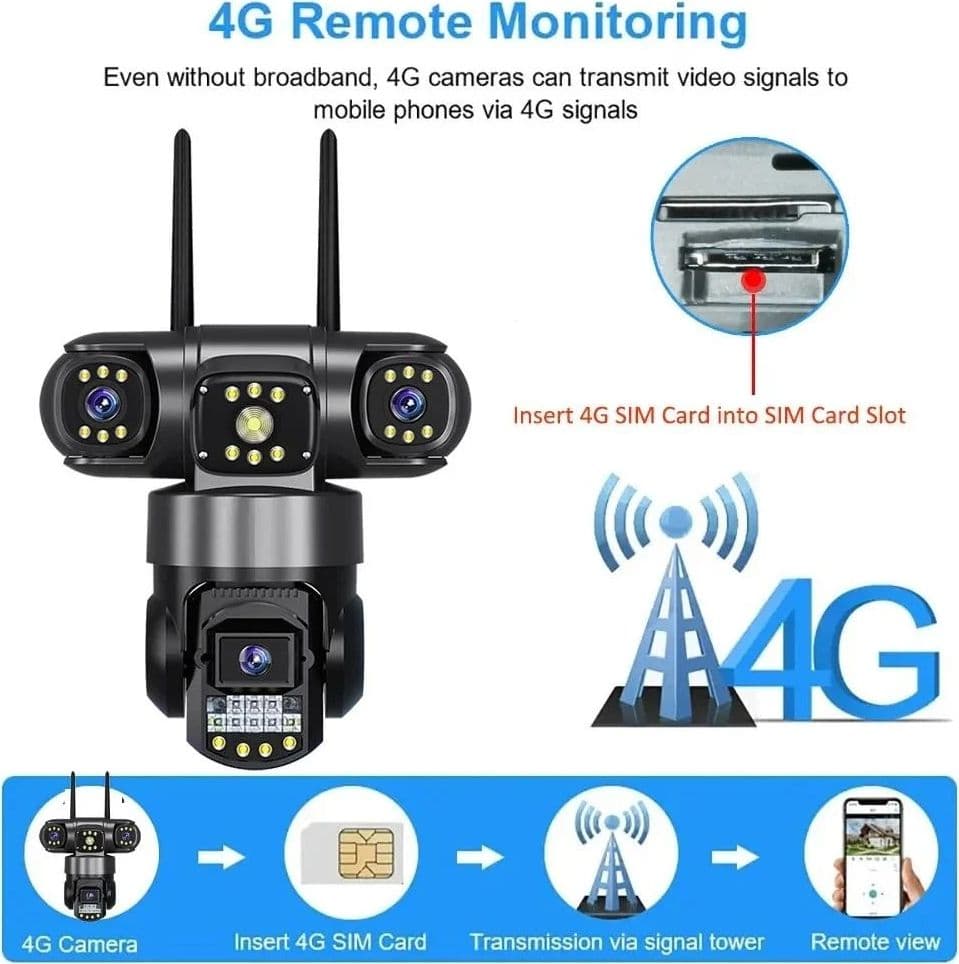 TELECAMERA DI SORVEGLIANZA SICUREZZA IP PTZ 4G 8K 12MP TRIPLA LENTE SCHERMO AUDIO Q-G819 - 6