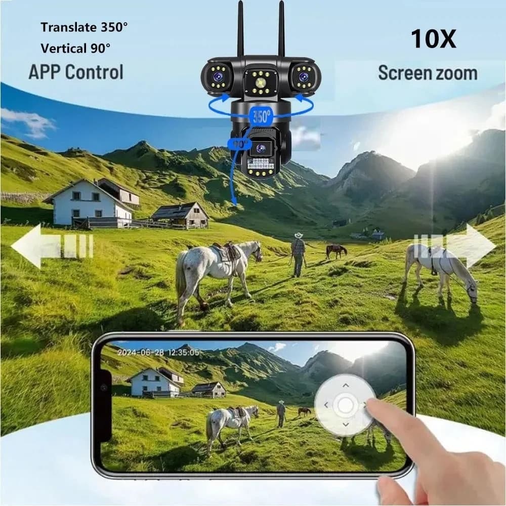 TELECAMERA DI SORVEGLIANZA SICUREZZA IP PTZ 4G 8K 12MP TRIPLA LENTE SCHERMO AUDIO Q-G819 - 8