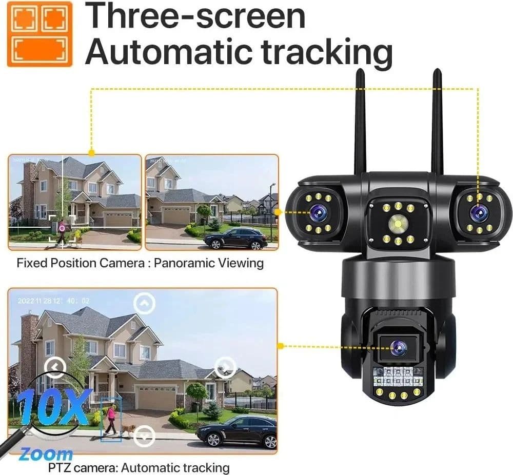 TELECAMERA DI SORVEGLIANZA SICUREZZA IP PTZ 4G 8K 12MP TRIPLA LENTE SCHERMO AUDIO Q-G819 - 9