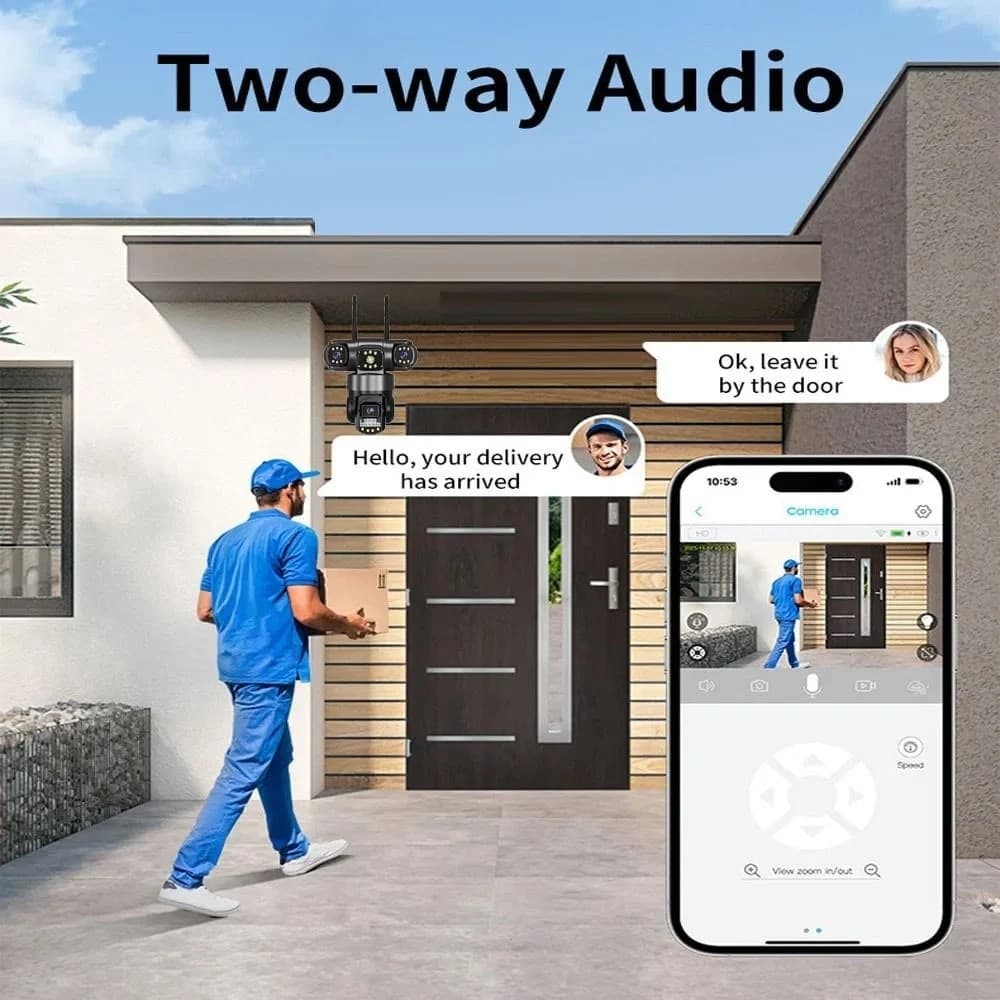 TELECAMERA DI SORVEGLIANZA SICUREZZA IP PTZ 4G 8K 12MP TRIPLA LENTE SCHERMO AUDIO Q-G819 - 10