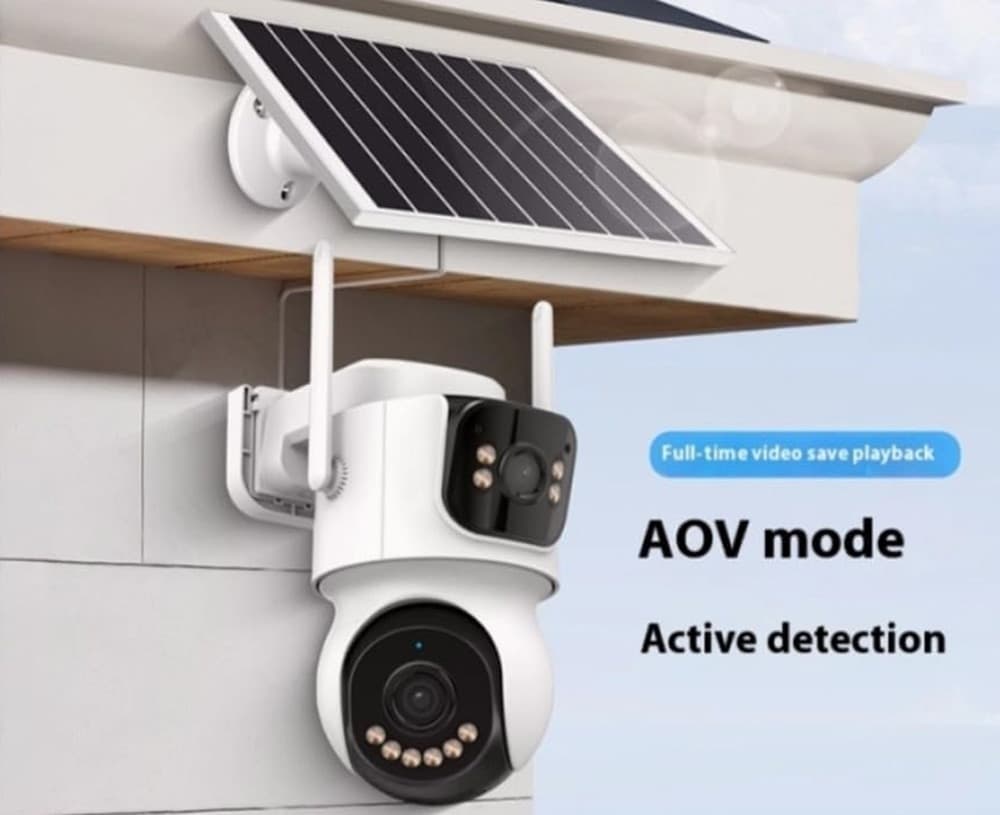 TELECAMERA DI SORVEGLIANZA SICUREZZA PANNELLO SOLARE PER ESTERNI A DOPPIO OBIETTIVO - 2