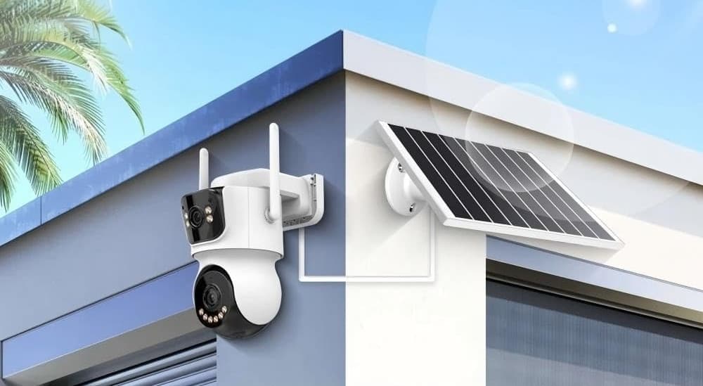 TELECAMERA DI SORVEGLIANZA SICUREZZA PANNELLO SOLARE PER ESTERNI A DOPPIO OBIETTIVO - 3