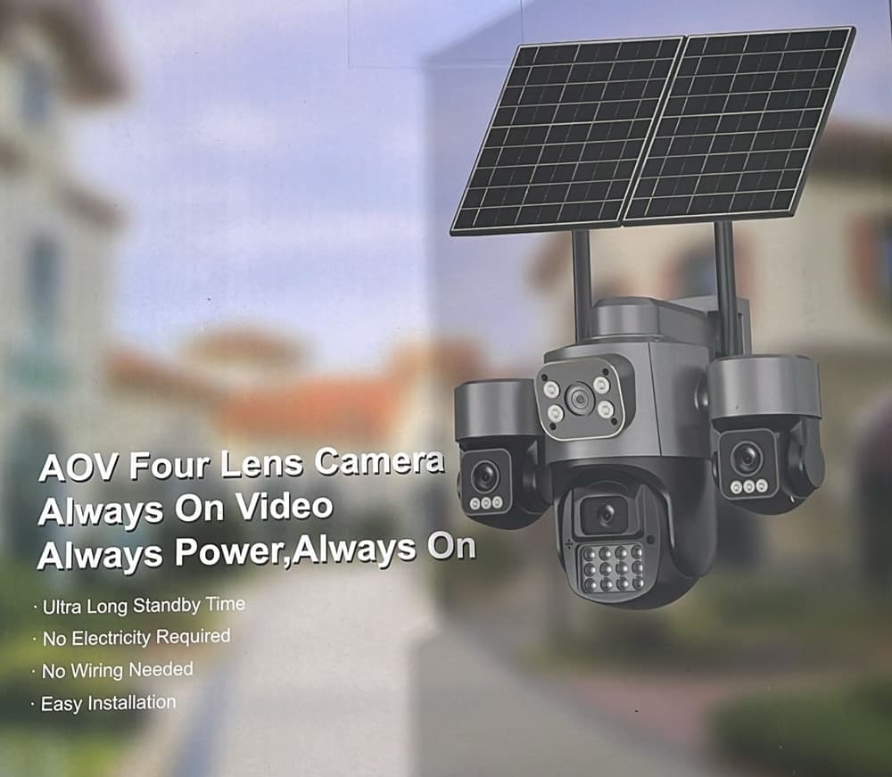 TELECAMERA DI VIDEOSORVEGLIANZA A QUATTRO LENTI AOV PTZ ROTANTE 4G A ENERGIA SOLARE - 2