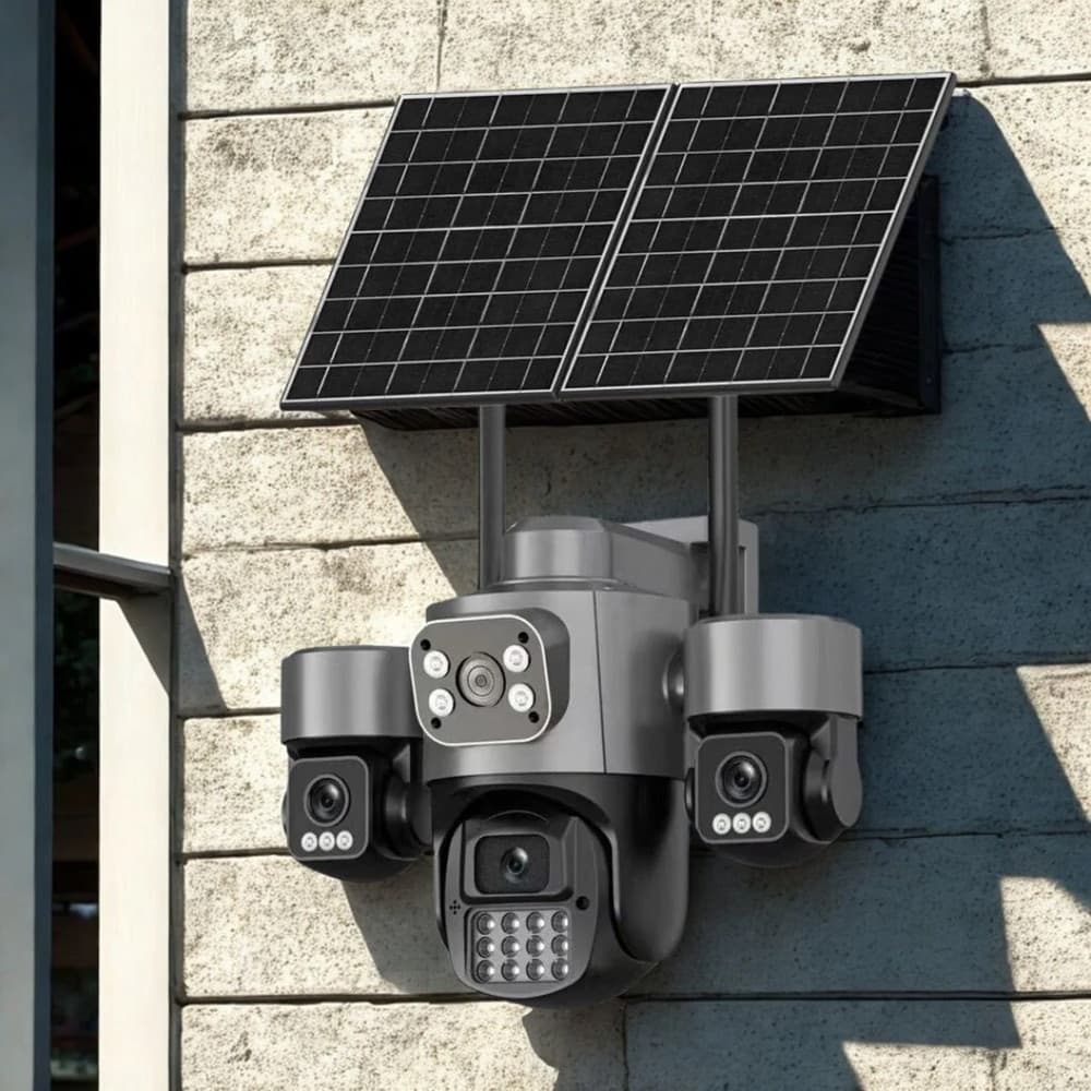 TELECAMERA DI VIDEOSORVEGLIANZA A QUATTRO LENTI AOV PTZ ROTANTE 4G A ENERGIA SOLARE - 3