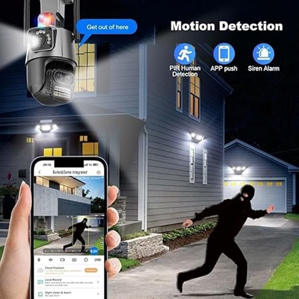 TELECAMERA PER SICUREZZA DOMESTICA WIRELESS ESTERNA ZOOM 8X CAM VIDEO SORVEGLIANZA - 5