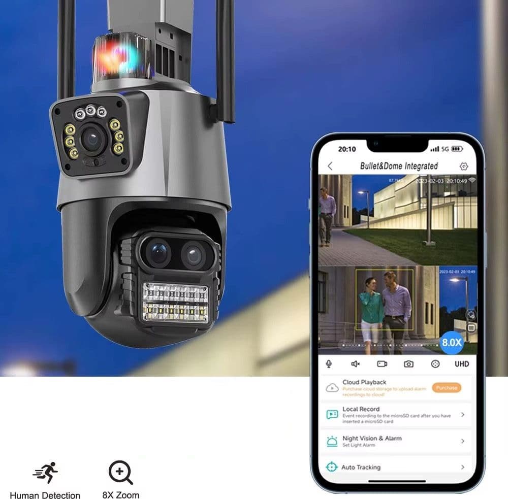 TELECAMERA PER SICUREZZA DOMESTICA WIRELESS ESTERNA ZOOM 8X CAM VIDEO SORVEGLIANZA - 6