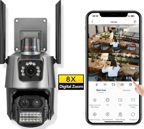 TELECAMERA PER SICUREZZA DOMESTICA WIRELESS ESTERNA ZOOM 8X CAM VIDEO SORVEGLIANZA - 7