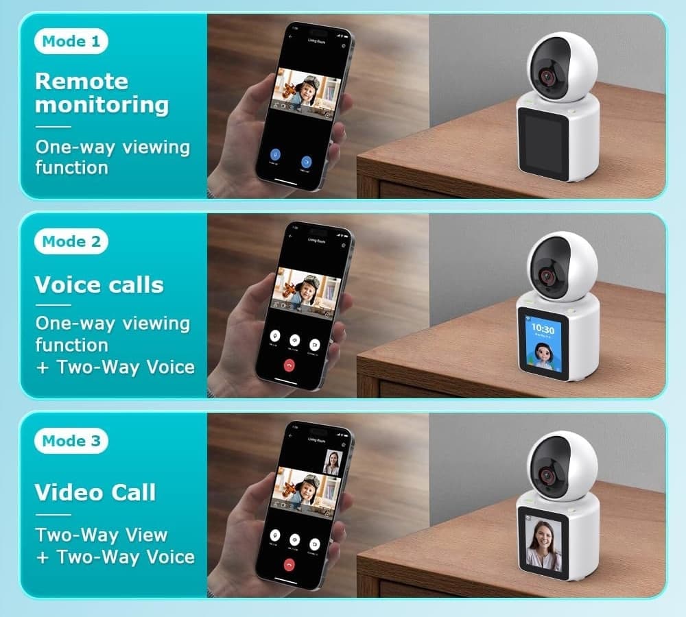 TELECAMERA INTELLIGENTE PER VIDEOCHIAMATE WIFI MONITOR RILEVAMENTO MOVIMENTO SORVEGLIANZA - 7
