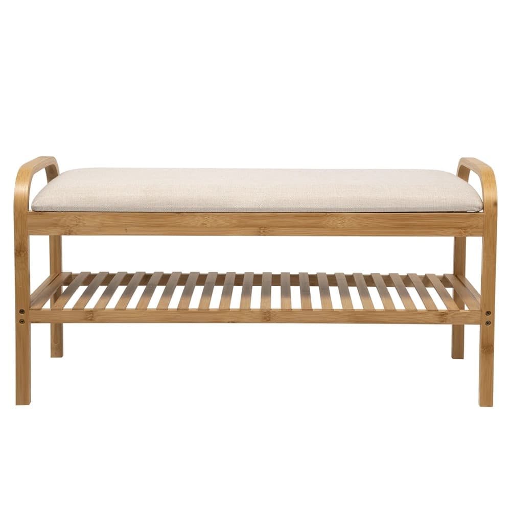 PANCA CON SCARPIERA IN BAMBOO 2IN1 MULTIFUNZIONALE H45X90X34CM INGRESSO CAMERA CORRIDOIO - 3