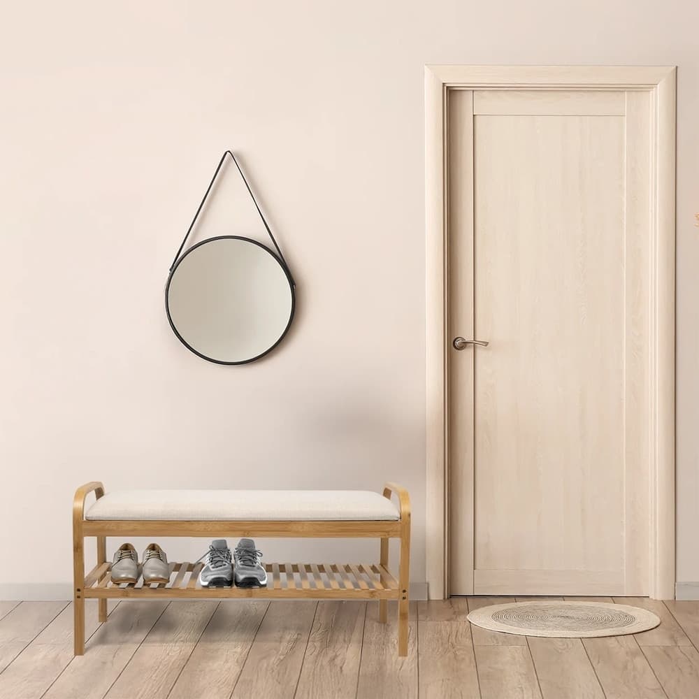 PANCA CON SCARPIERA IN BAMBOO 2IN1 MULTIFUNZIONALE H45X90X34CM INGRESSO CAMERA CORRIDOIO - 4
