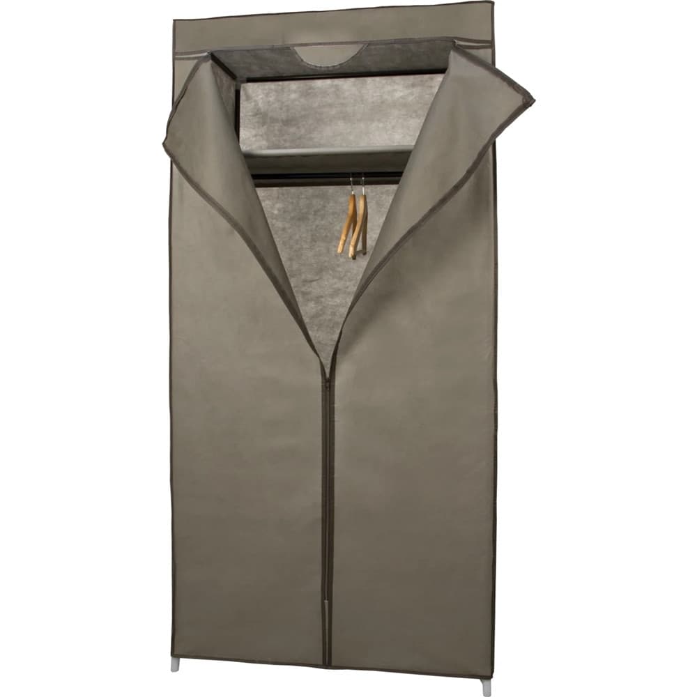 ARMADIO GUARDAROBA STRUTTURA ACCIAIO COPERTURA TNT CON APPENDIABITI RIPIANO 75X45XH160CM - 2
