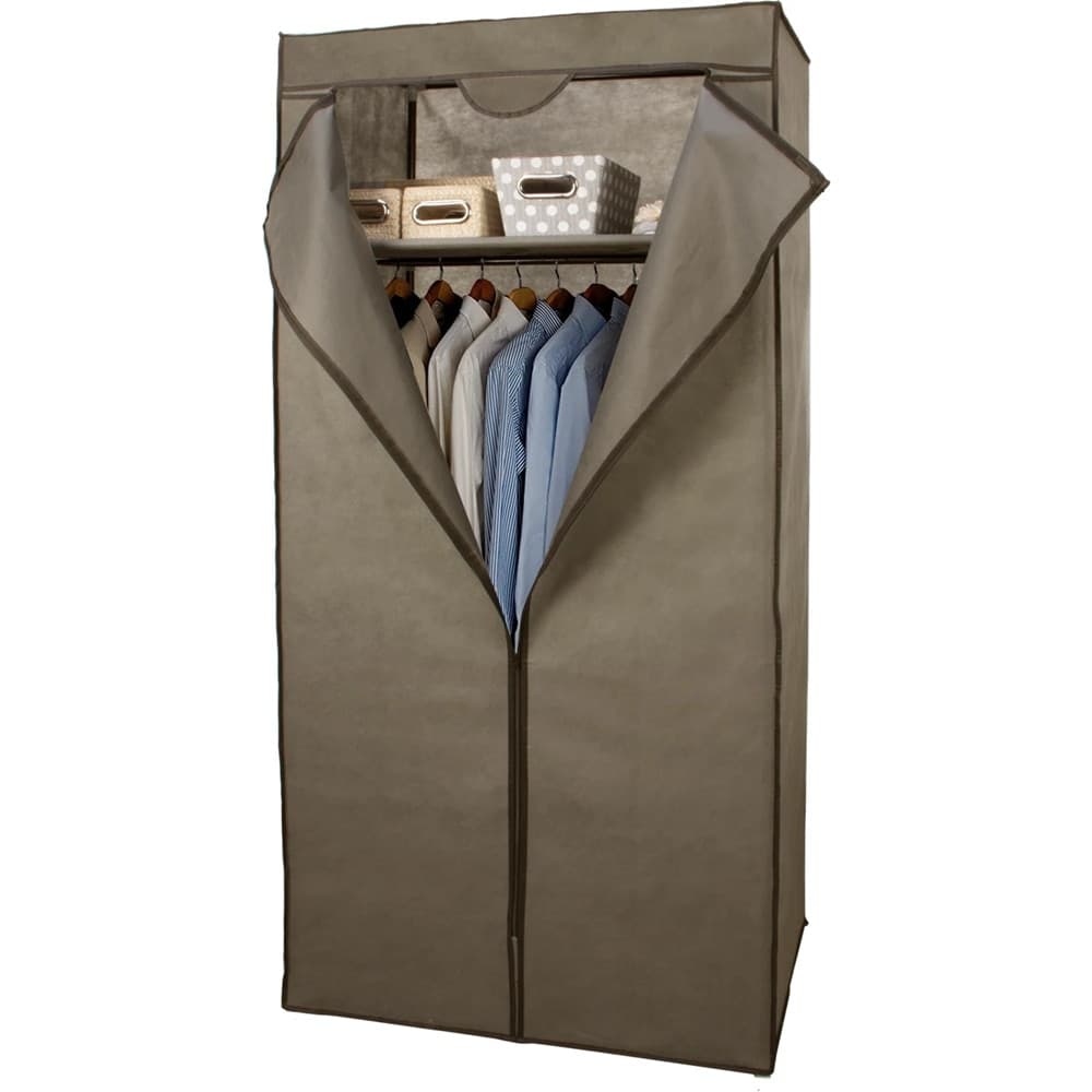 ARMADIO GUARDAROBA STRUTTURA ACCIAIO COPERTURA TNT CON APPENDIABITI RIPIANO 75X45XH160CM - 3