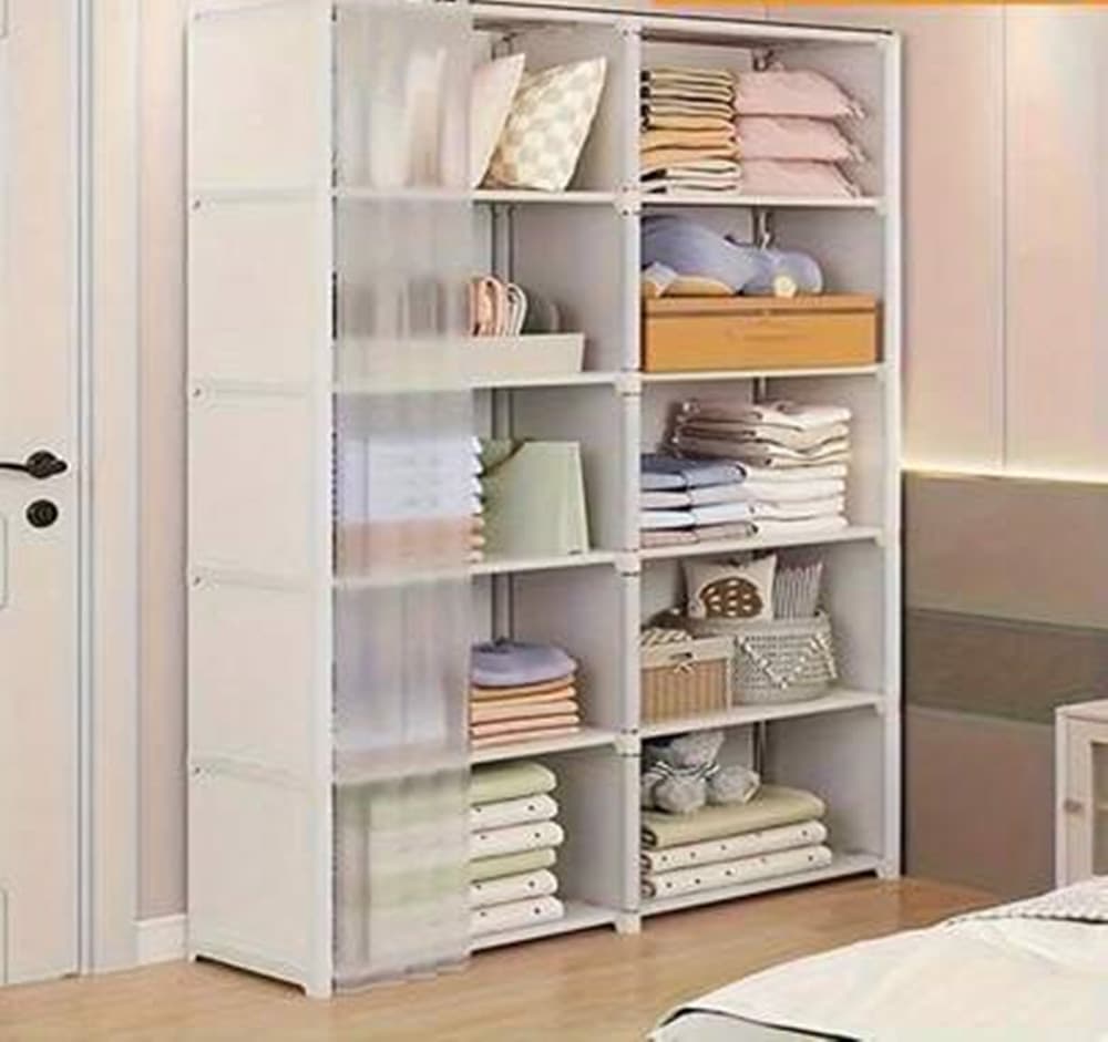 ARMADIO GUARDAROBA VERTICALE SALVASPAZIO PORTATILE ORGANIZER VESTITI PORTAOGGETTI COPERTURA - 12