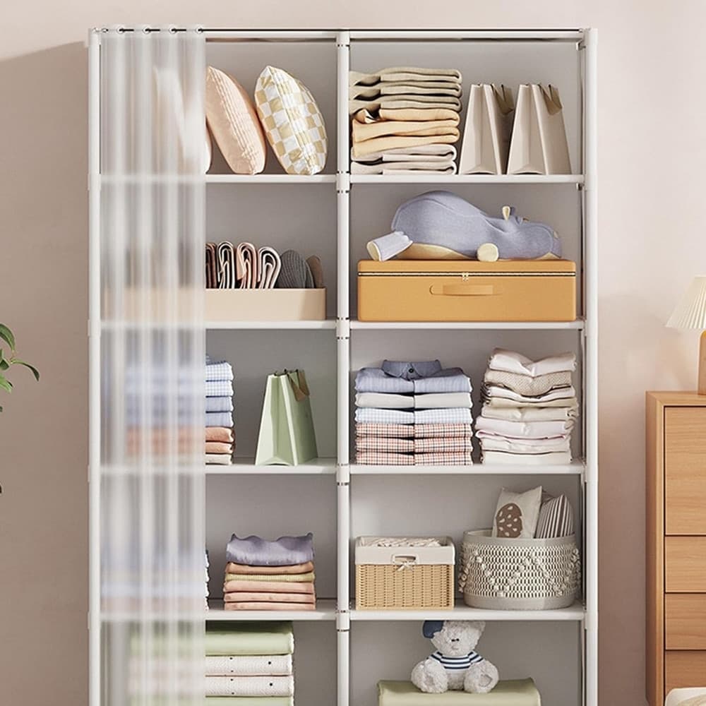 ARMADIO GUARDAROBA VERTICALE SALVASPAZIO PORTATILE ORGANIZER VESTITI PORTAOGGETTI COPERTURA - 13