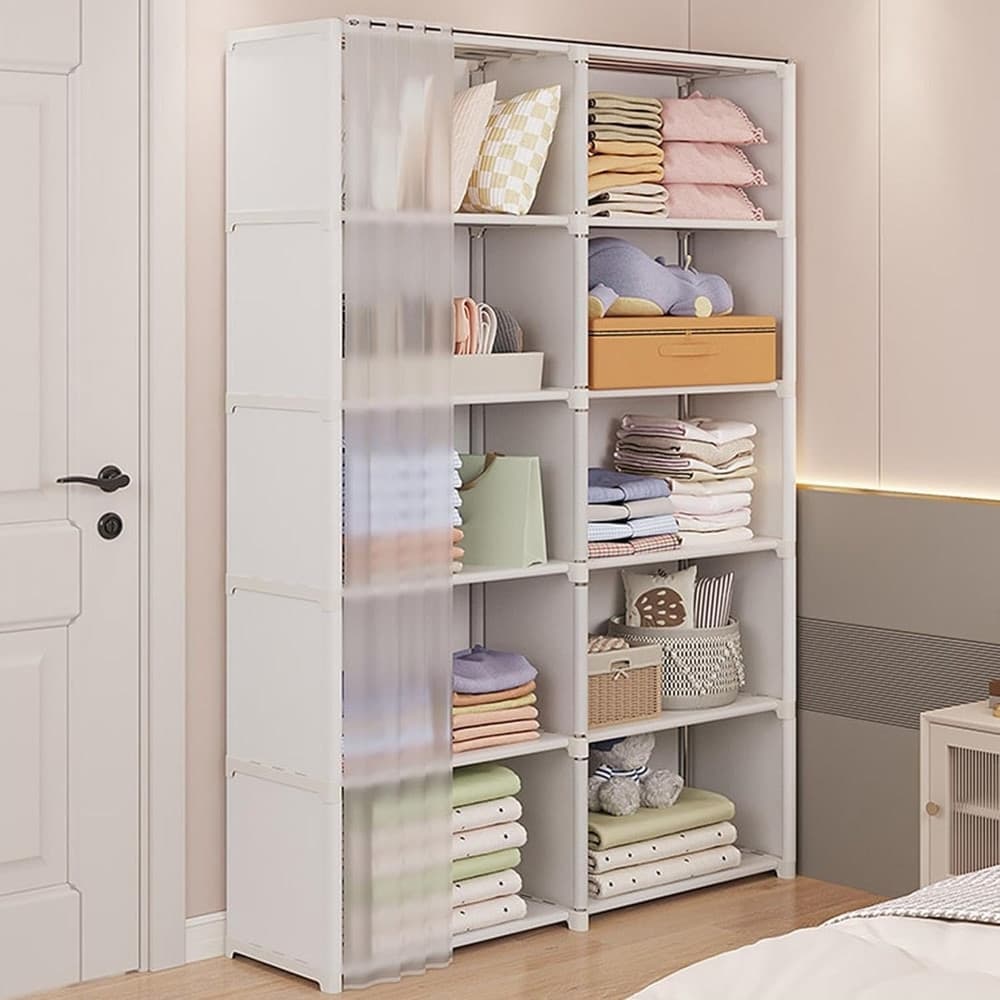 ARMADIO GUARDAROBA VERTICALE SALVASPAZIO PORTATILE ORGANIZER VESTITI PORTAOGGETTI COPERTURA - 15