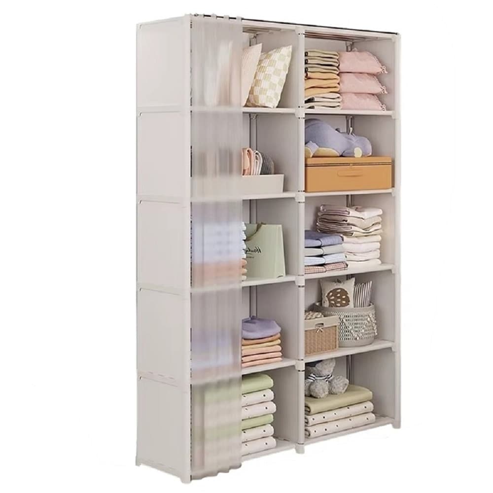 ARMADIO GUARDAROBA VERTICALE SALVASPAZIO PORTATILE ORGANIZER VESTITI PORTAOGGETTI COPERTURA - 16