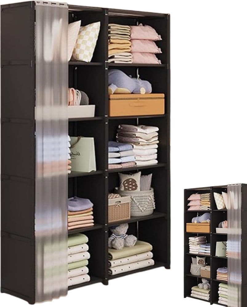 ARMADIO GUARDAROBA VERTICALE SALVASPAZIO PORTATILE ORGANIZER VESTITI PORTAOGGETTI COPERTURA - 3