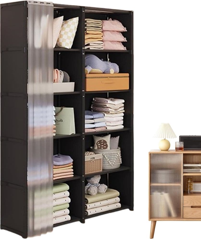 ARMADIO GUARDAROBA VERTICALE SALVASPAZIO PORTATILE ORGANIZER VESTITI PORTAOGGETTI COPERTURA - 4