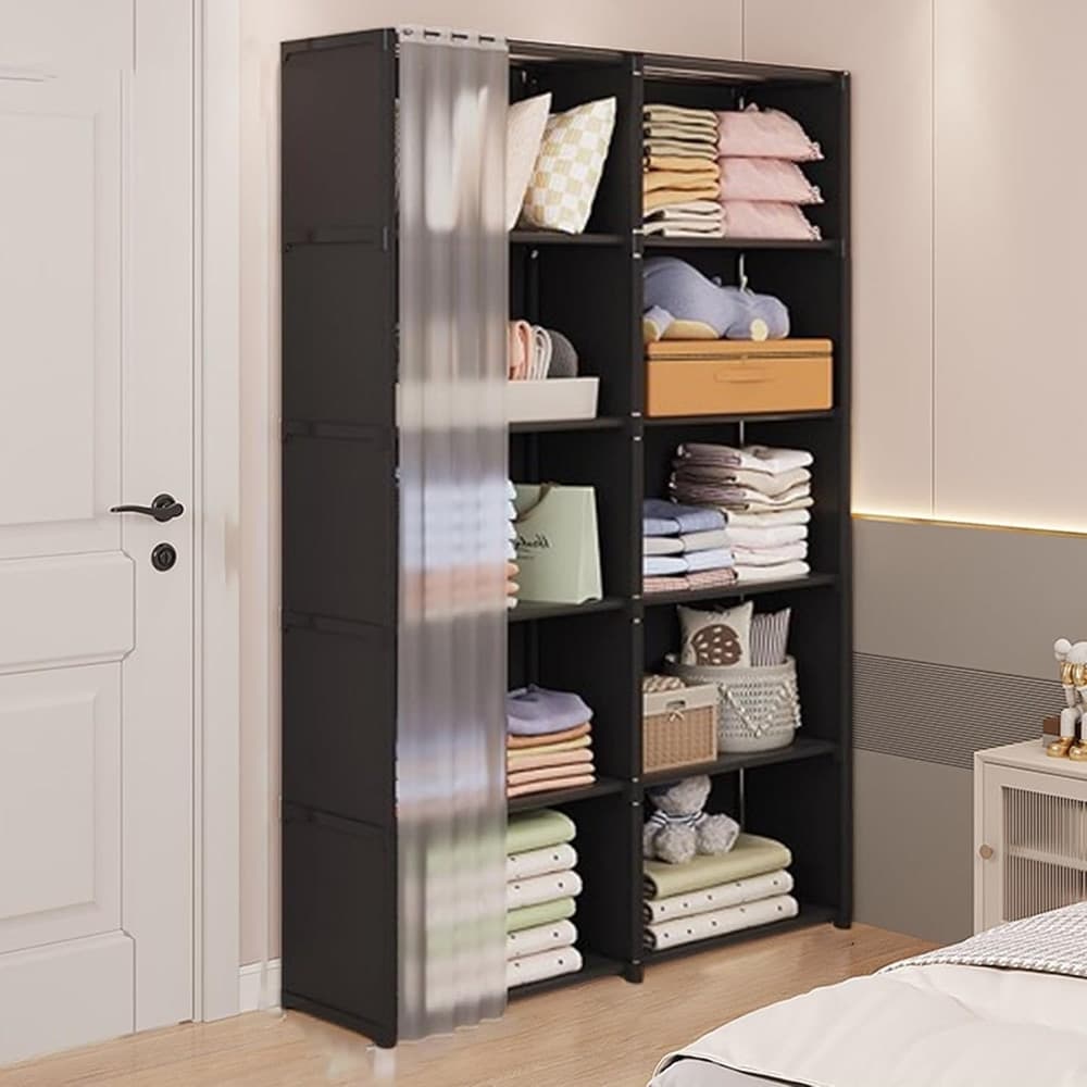 ARMADIO GUARDAROBA VERTICALE SALVASPAZIO PORTATILE ORGANIZER VESTITI PORTAOGGETTI COPERTURA - 5