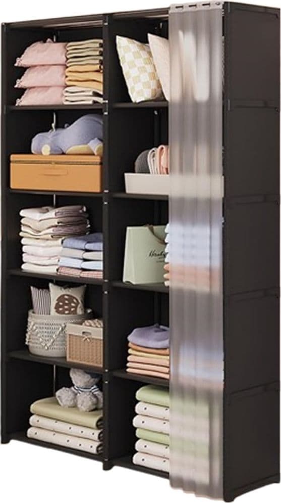 ARMADIO GUARDAROBA VERTICALE SALVASPAZIO PORTATILE ORGANIZER VESTITI PORTAOGGETTI COPERTURA - 6