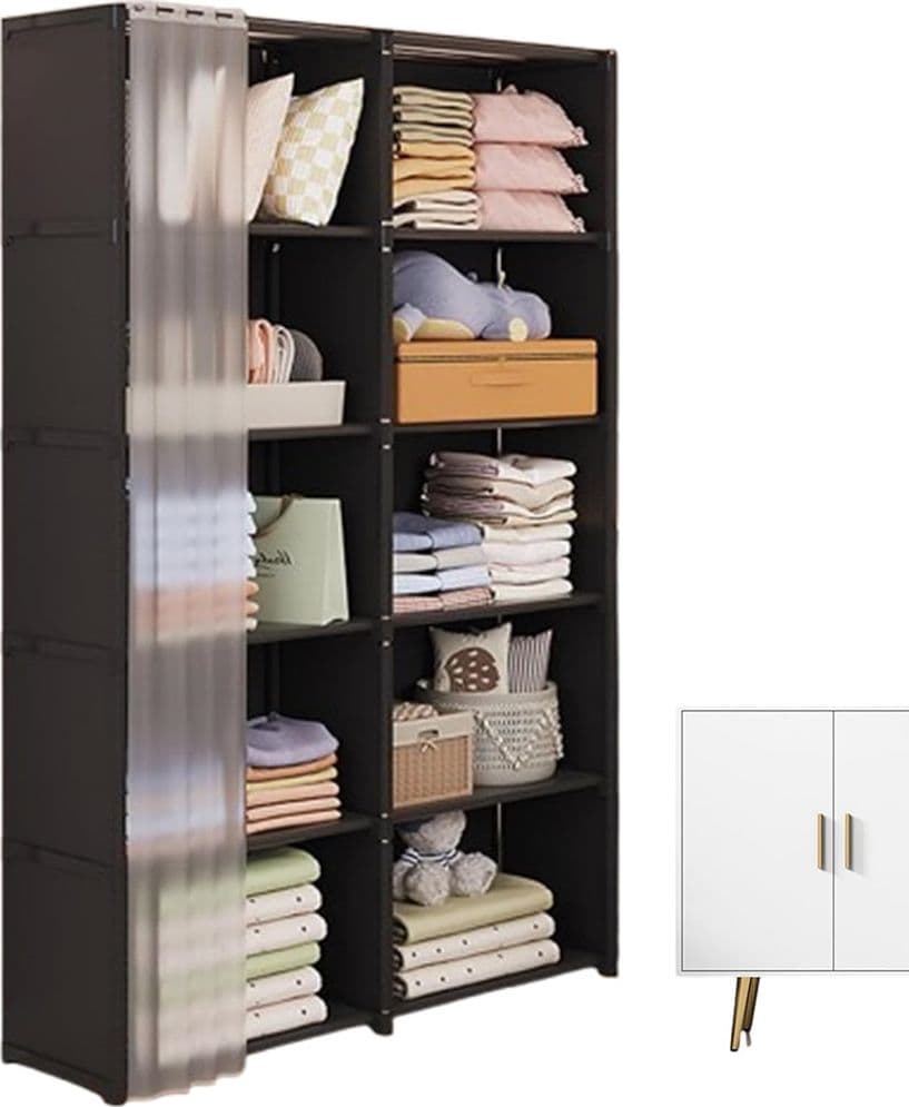 ARMADIO GUARDAROBA VERTICALE SALVASPAZIO PORTATILE ORGANIZER VESTITI PORTAOGGETTI COPERTURA - 7