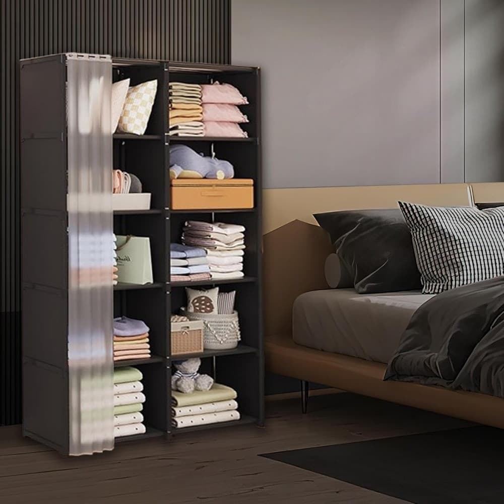 ARMADIO GUARDAROBA VERTICALE SALVASPAZIO PORTATILE ORGANIZER VESTITI PORTAOGGETTI COPERTURA - 8