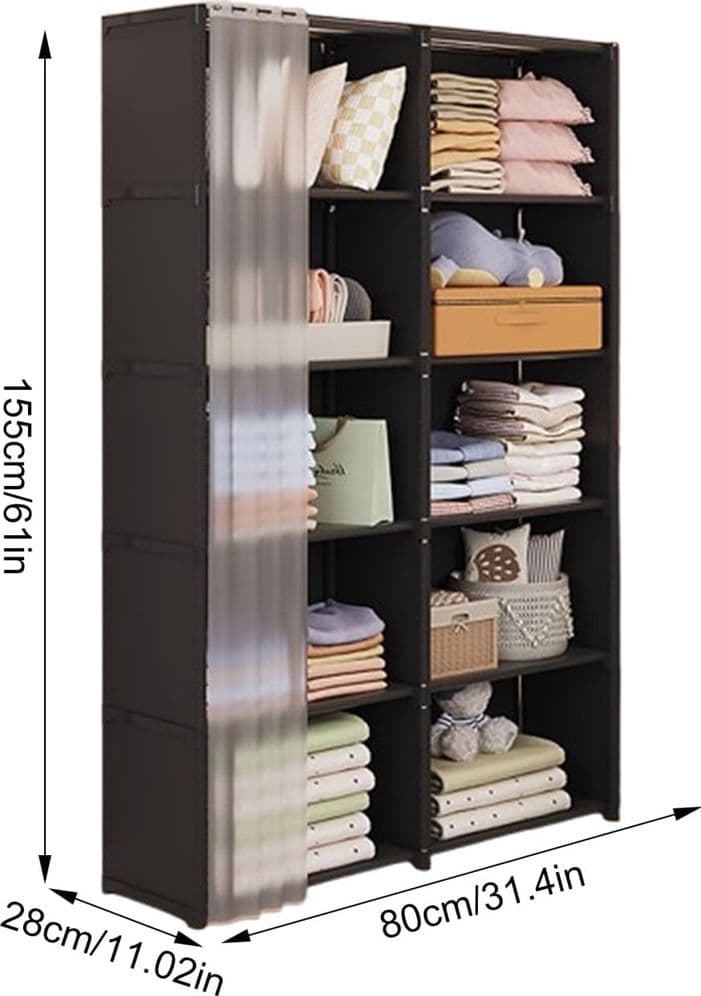 ARMADIO GUARDAROBA VERTICALE SALVASPAZIO PORTATILE ORGANIZER VESTITI PORTAOGGETTI COPERTURA - 10