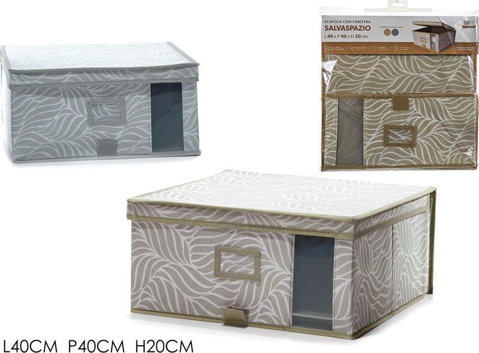 SCATOLA CON FINESTRA PER ARMADIO SALVASPAZIO 40X40X20CM PER ORGANIZZARE VESTITI BIANCHERIA - 2