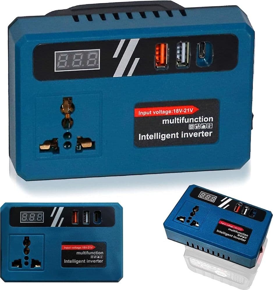 CONVERTITORE DI BATTERIA PER MAKITA 18V 150W TENSIONE 220V DC 5V 2 USB 1 USB-C ADATTATORE