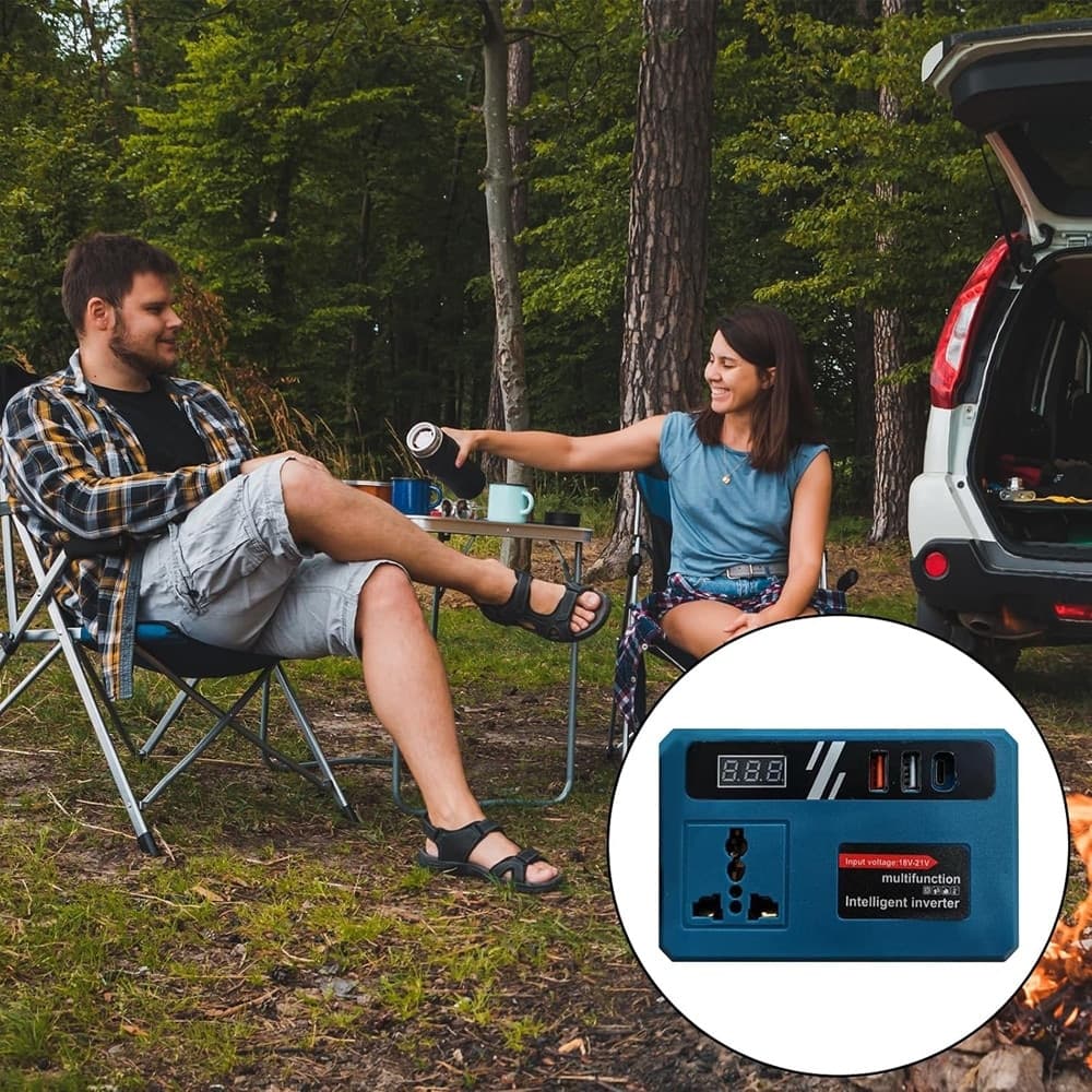 CONVERTITORE DI BATTERIA PER MAKITA 18V 150W TENSIONE 220V DC 5V 2 USB 1 USB-C ADATTATORE - 8