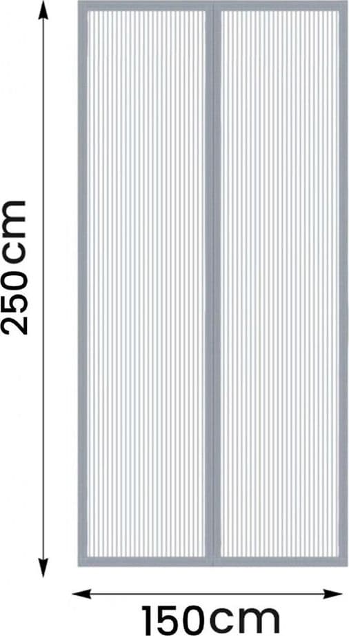 ZANZARIERA UNIVERSALE 150X250CM GRIGIA CHIUSURA AUTOMATICA MAGNETICA PORTE FINESTRE 614336 - 3
