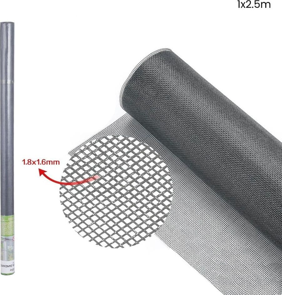 ZANZARIERA A RETE ROTOLO DA 1 X 2.5 MT CON MAGLIA FINE DA 1.8X1.6MM RESISTENTE 622159 - 2