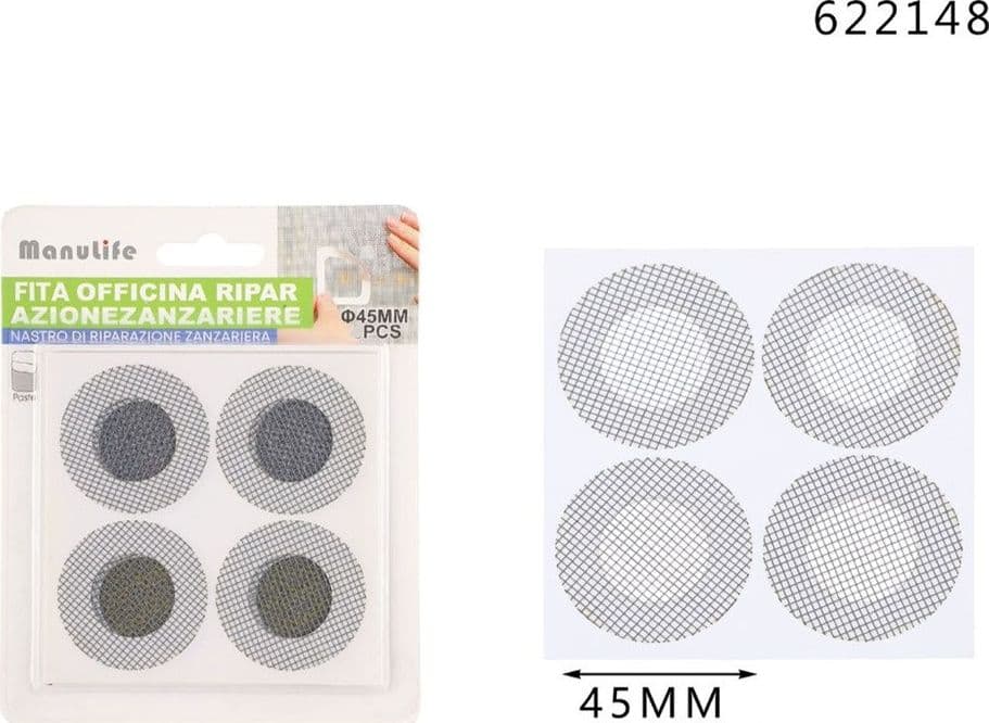 SET DI TOPPE CIRCOLARI ADESIVE PER RIPARAZIONE FORI STRAPPI ZANZARIERE DA 45 MM 622148 - 4