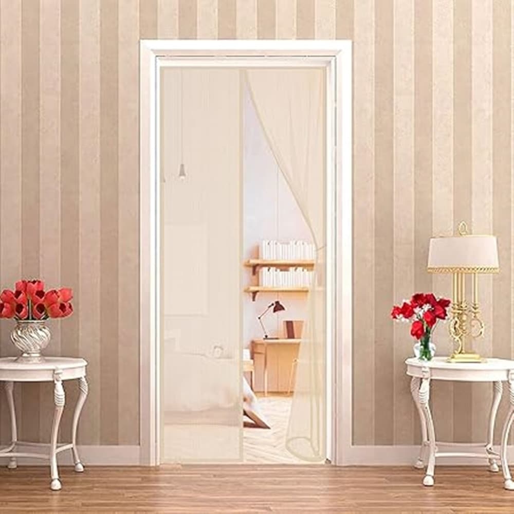 ZANZARIERA MAGNETICA PER PORTE DA 90X210 CM BEIGE PER PROTEGGERE DA INSETTI ZANZARE 616219