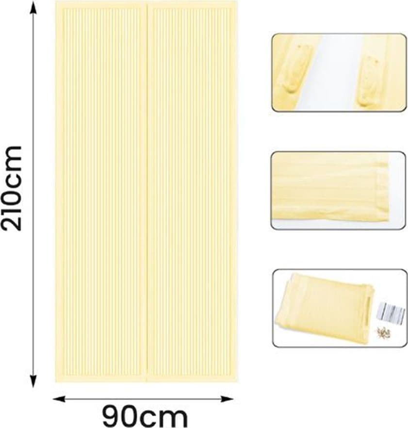 ZANZARIERA MAGNETICA PER PORTE DA 90X210 CM BEIGE PER PROTEGGERE DA INSETTI ZANZARE 616219 - 2