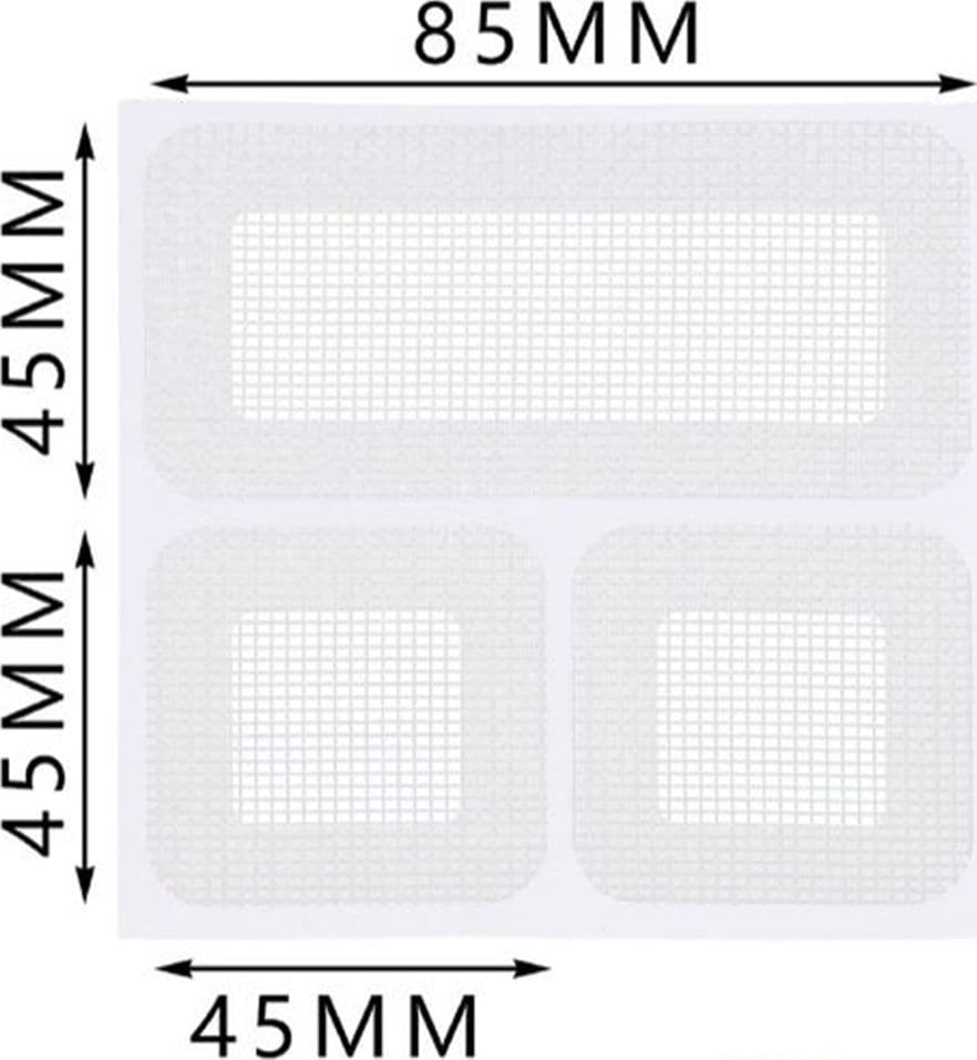 SET 6 TOPPE ADESIVE RETE BIANCA RIPARAZIONE FORI STRAPPI ZANZARIERE 45X85MM/45X45MM 622156 - 3