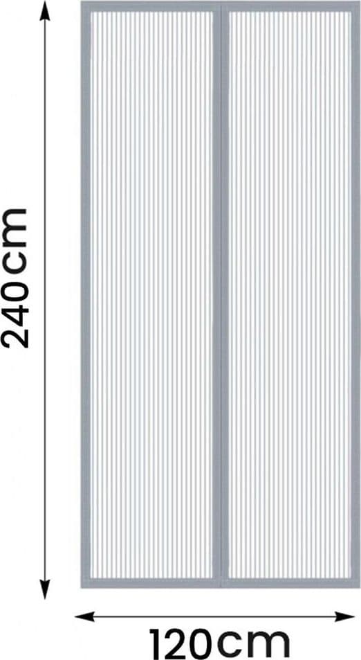 ZANZARIERA UNIVERSALE 120X240CM GRIGIA CHIUSURA AUTOMATICA MAGNETICA PORTE FINESTRE 614334 - 2