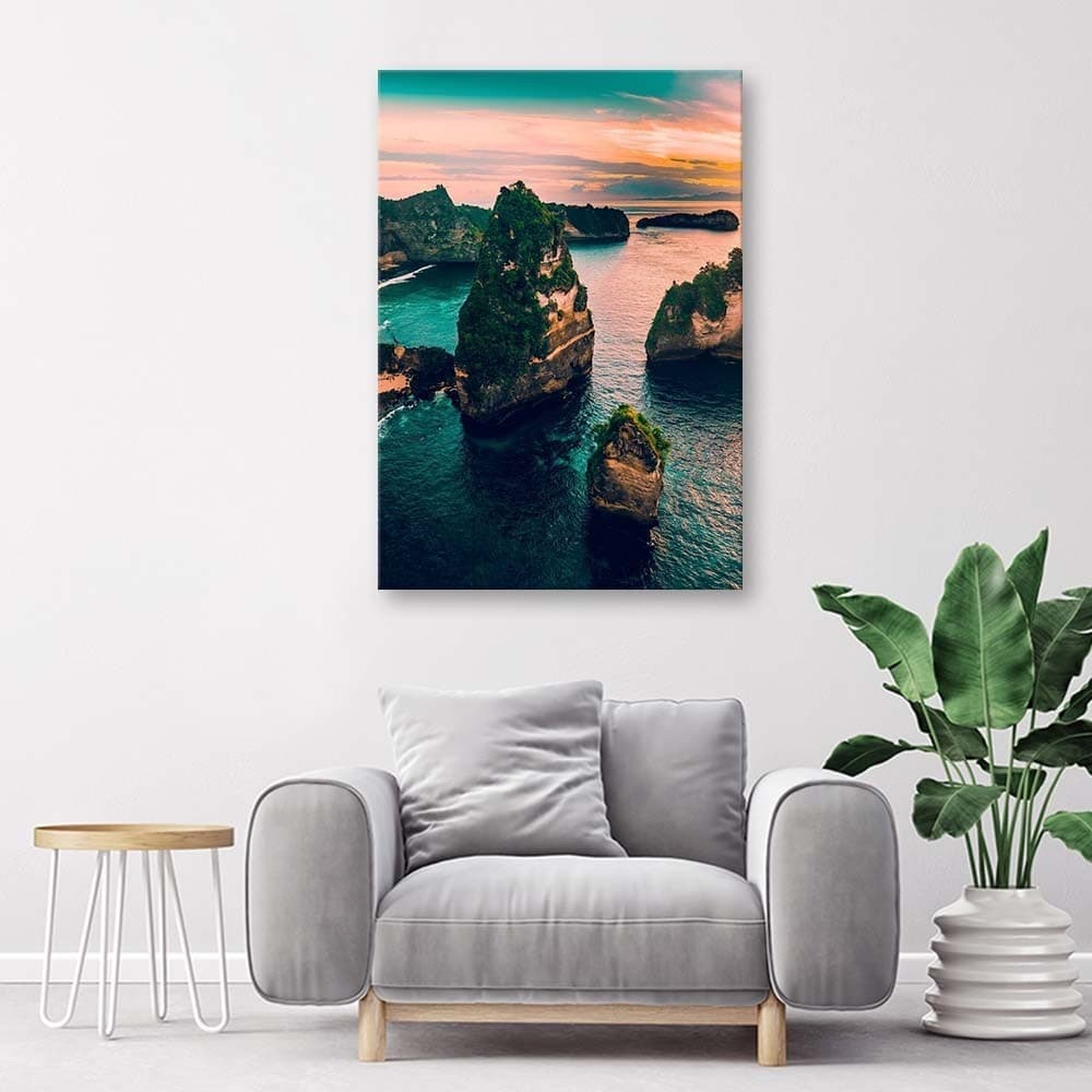Quadro su tela, Rocce paesaggio turchese - 2