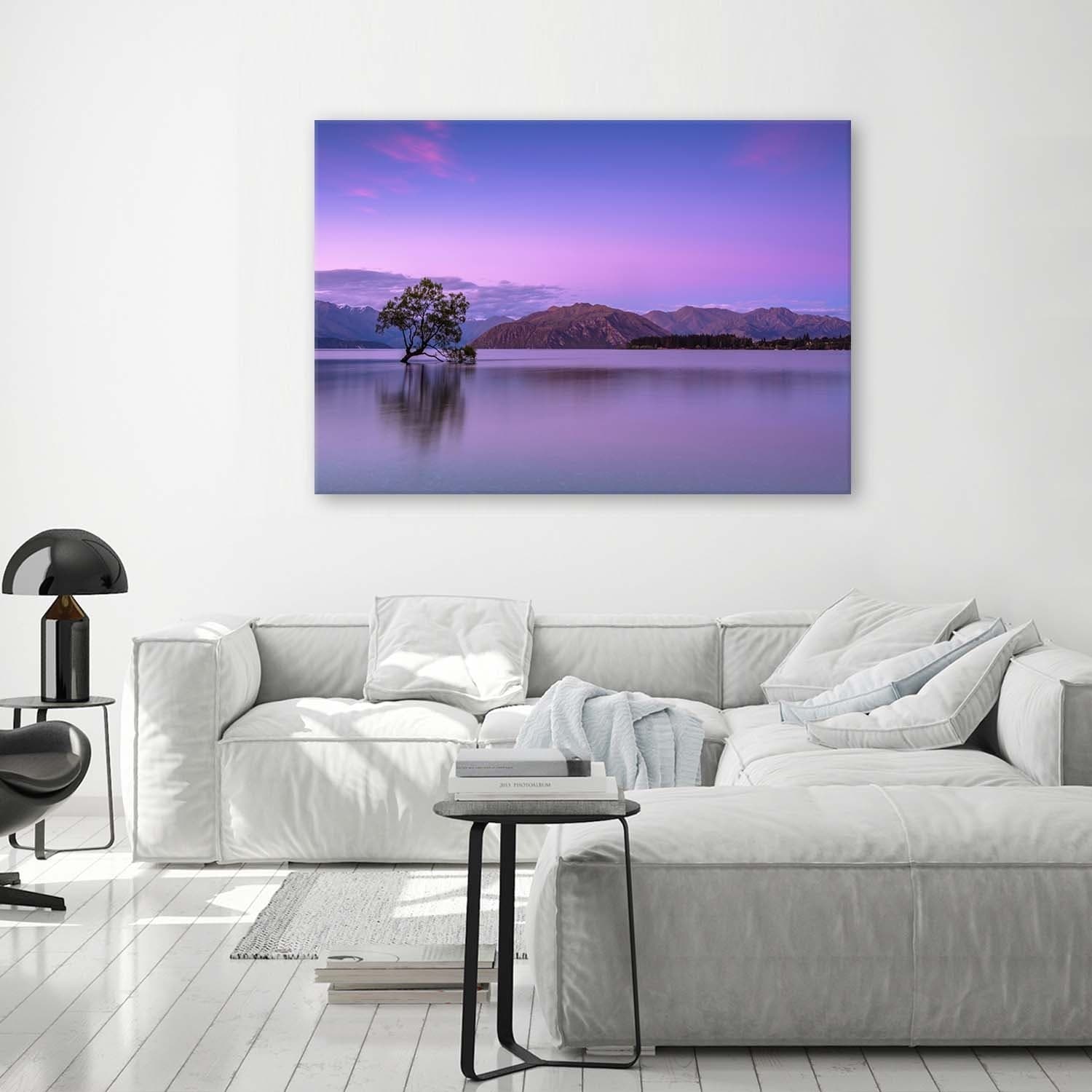 Quadro su tela, Paesaggio albero viola - 2