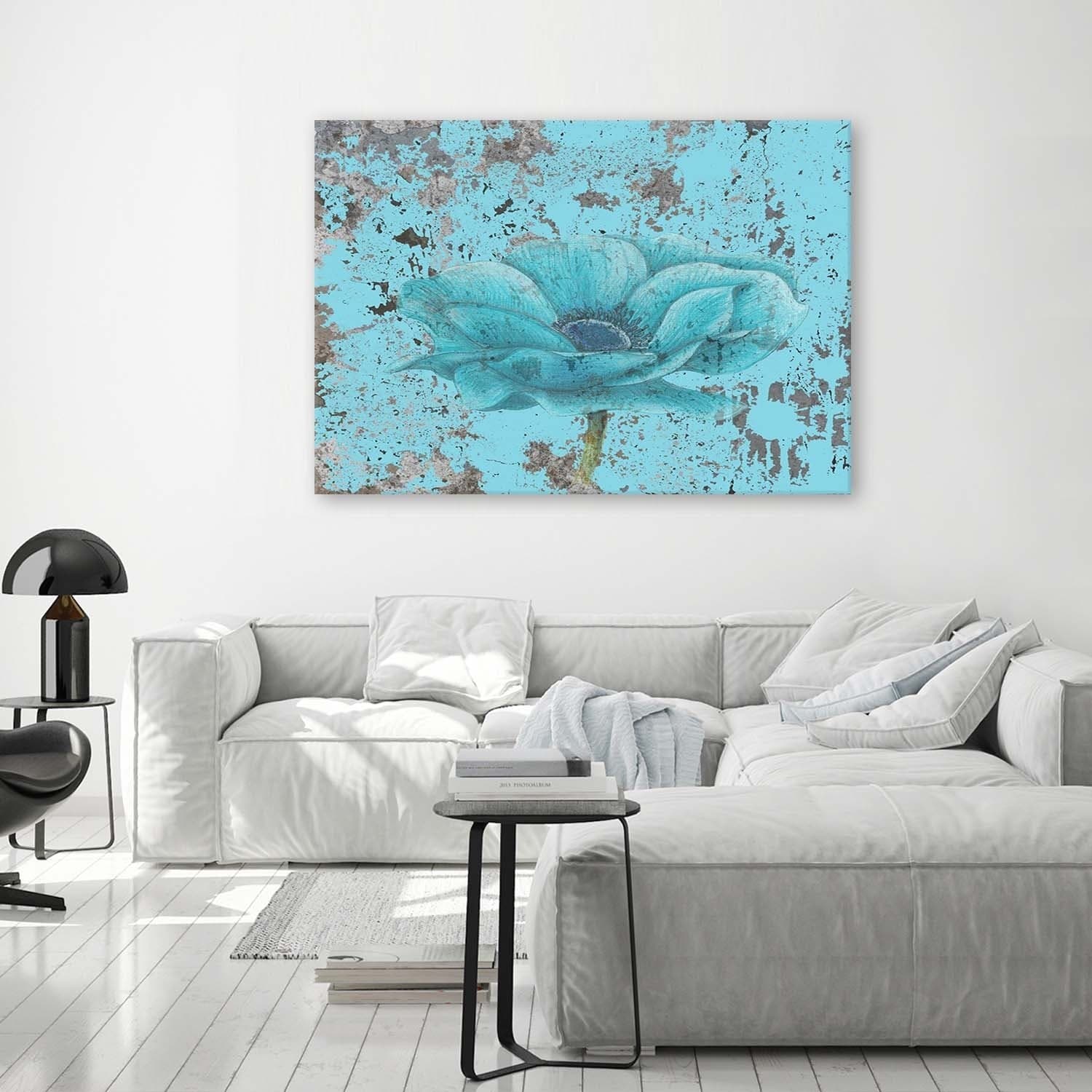 Quadro su tela, Fiore vintage blu - 2