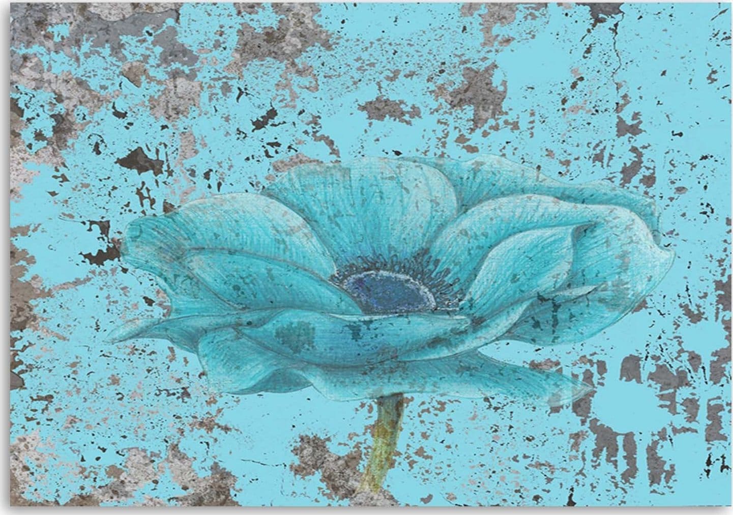 Quadro su tela, Fiore vintage blu - 3