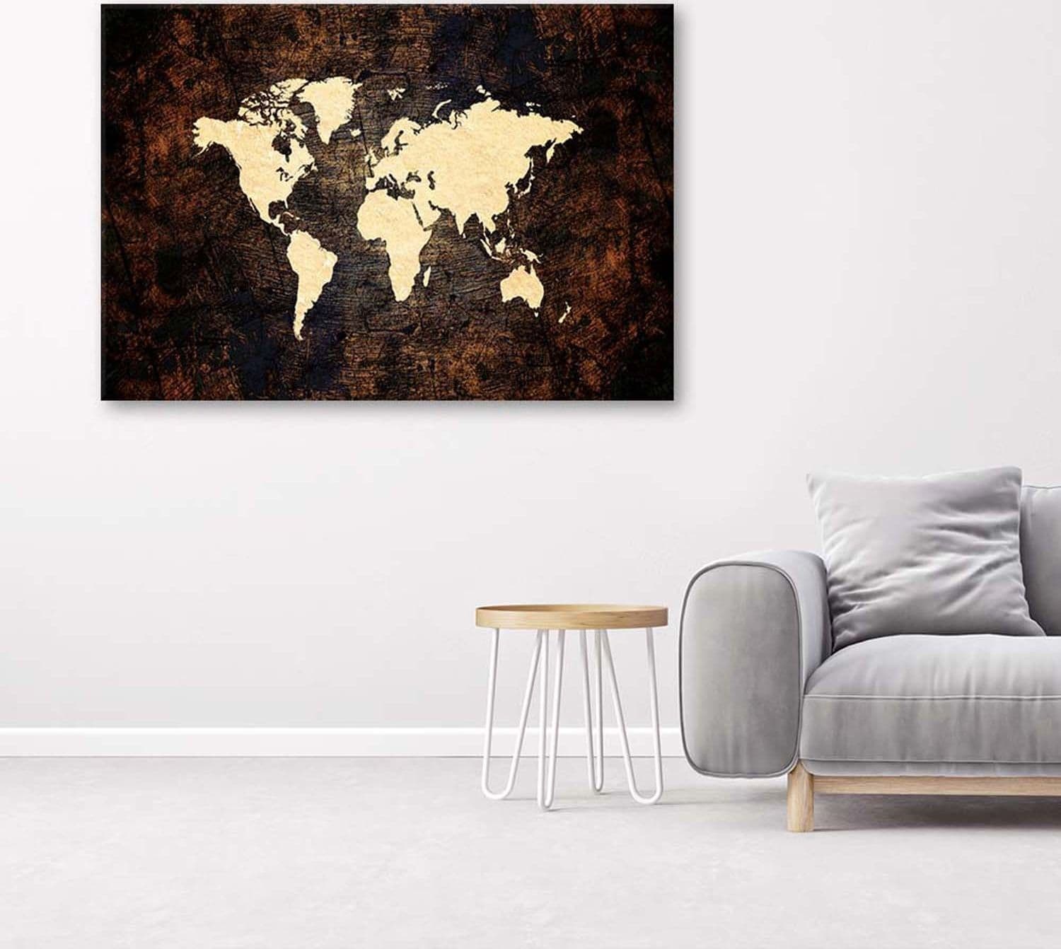 Quadro su tela, Mappa del mondo marrone - 2